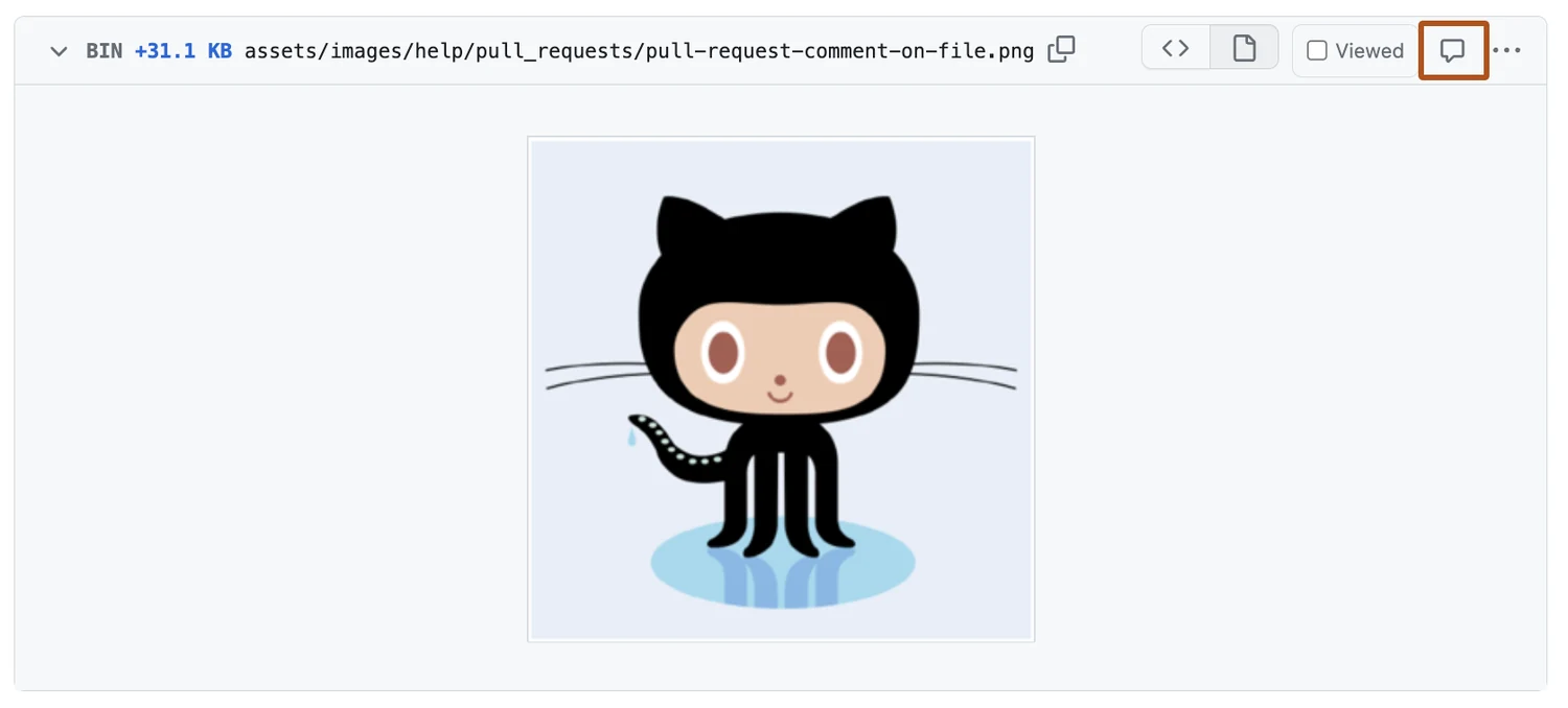 A GitHub pull request with a comment pinned to a point on an image.